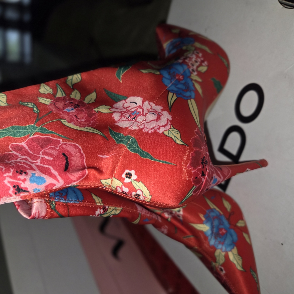 Floral Red and Blue Stiletto Boots